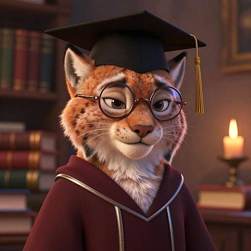 Scholarly Lynx in Academic Robes
