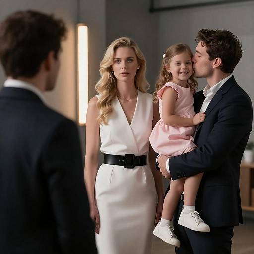 Family Moment with Child and Parents in Modern Setting