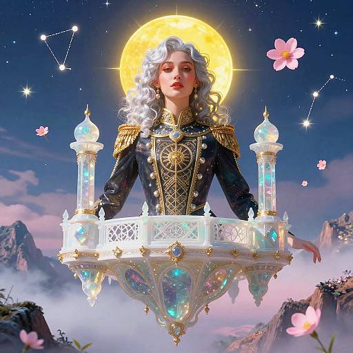 Surreal Dreamlike Portrait with Floating Opaline Palace