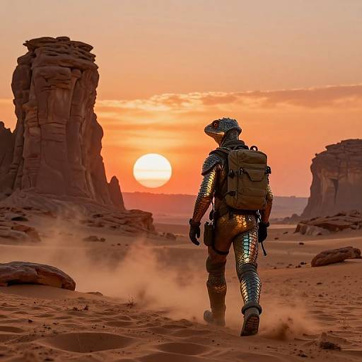 Reptoid Explorer in Alien Desert