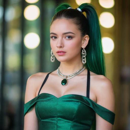 Dark Green Haired Girl in Dress