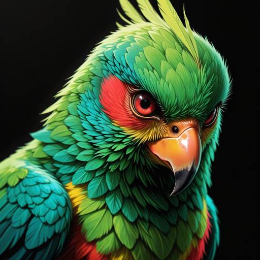 Realistic Parrot Portrait on Black Background Realistic Parrot Portrait on Black Background