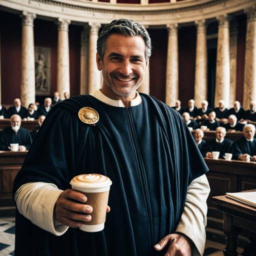 Roman Emperor Holding Cappuccino in Senate