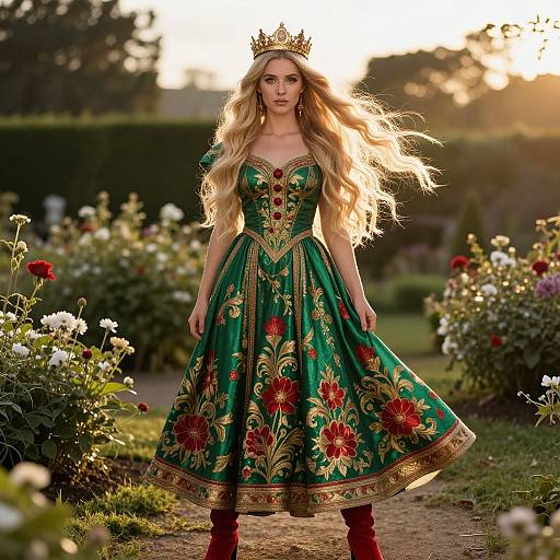 Regal Woman in Enchanted Garden