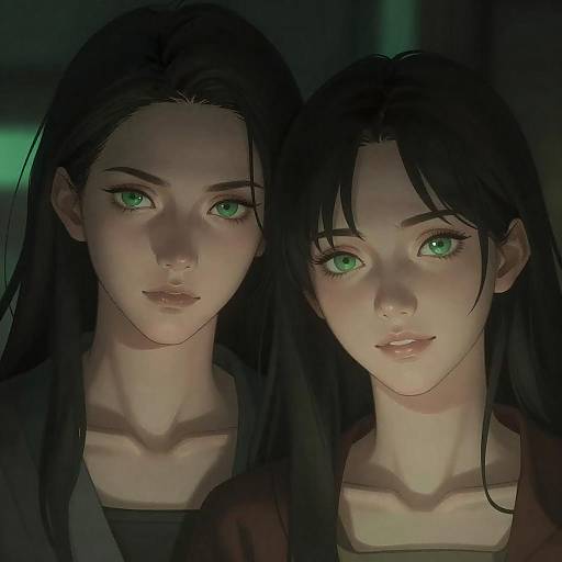 Intense Anime Duo with Dark Background