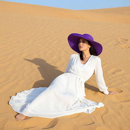 Graceful Woman on Golden Sand Dune