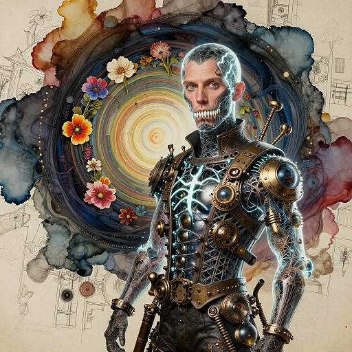 Steampunk Inventor Portrait with Surreal Elements