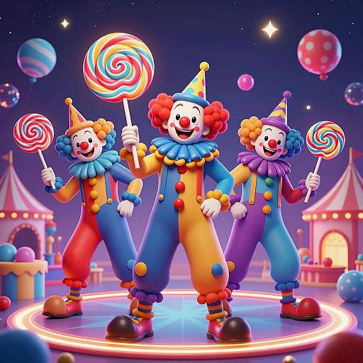 Whimsical Fantasy Clowns in Neon Circus