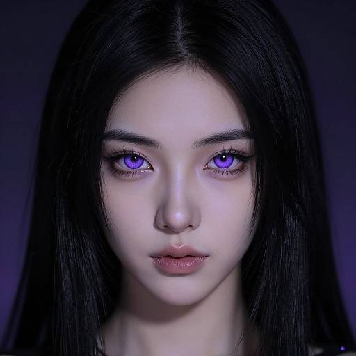 Mysterious Woman with Violet Eyes