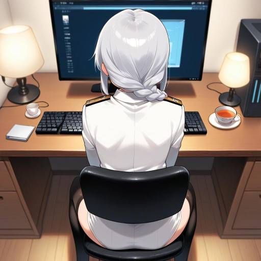Focused Admiral Kancolle at Work