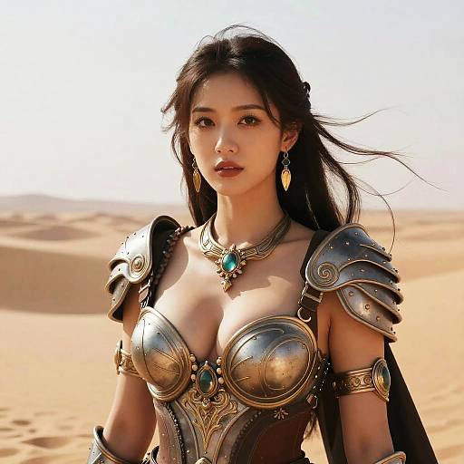 Realistic Female Warrior in Desert