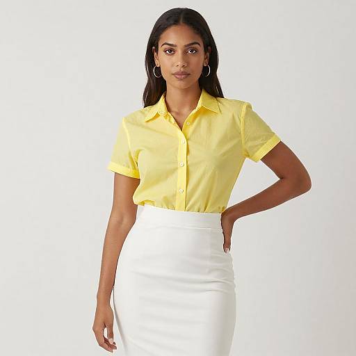 Confident Young Woman in Yellow Outfit