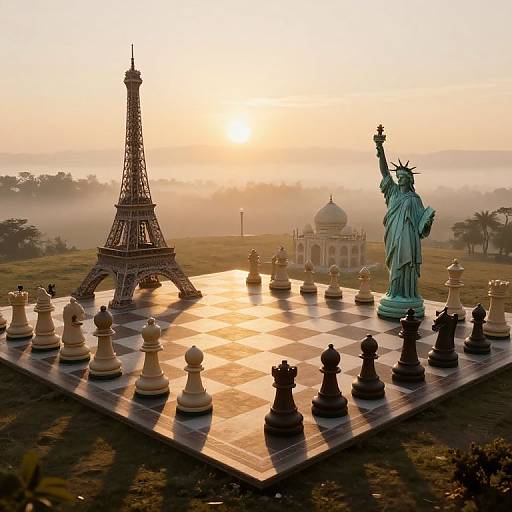 Surreal Chessboard of Global Landmarks