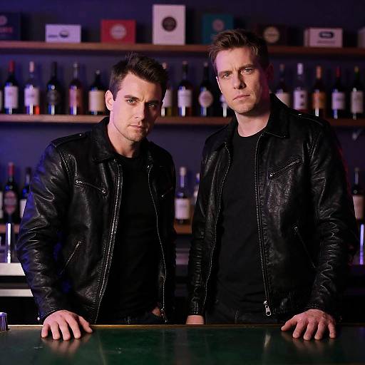 Serious Duo at the Bar in Neon