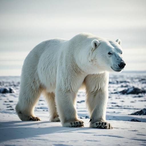 Polar Bear Walking on Arctic Snow