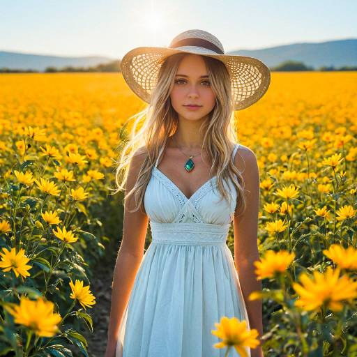 Radiant Bohemian Woman in Wildflower Setting Radiant Bohemian Woman in Wildflower Setting