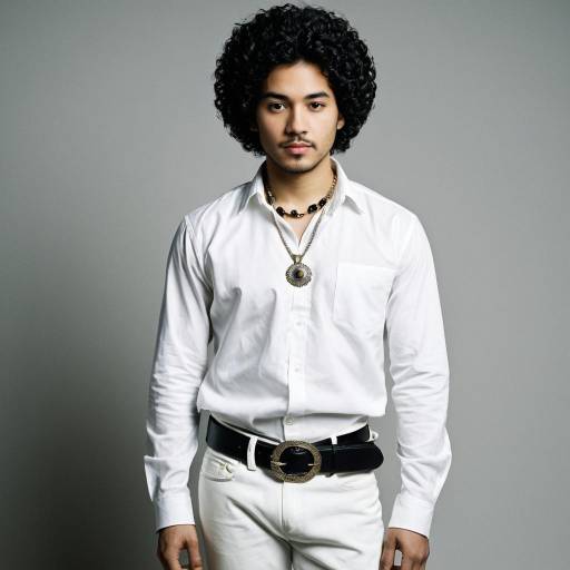 Young Asian Man in White Shirt with Curly Hair