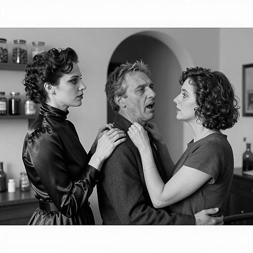 Dramatic Black-and-White Portrait Scene