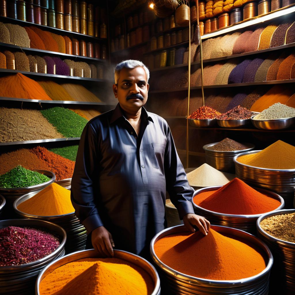 Detailed Portrait of Indian Man in Market