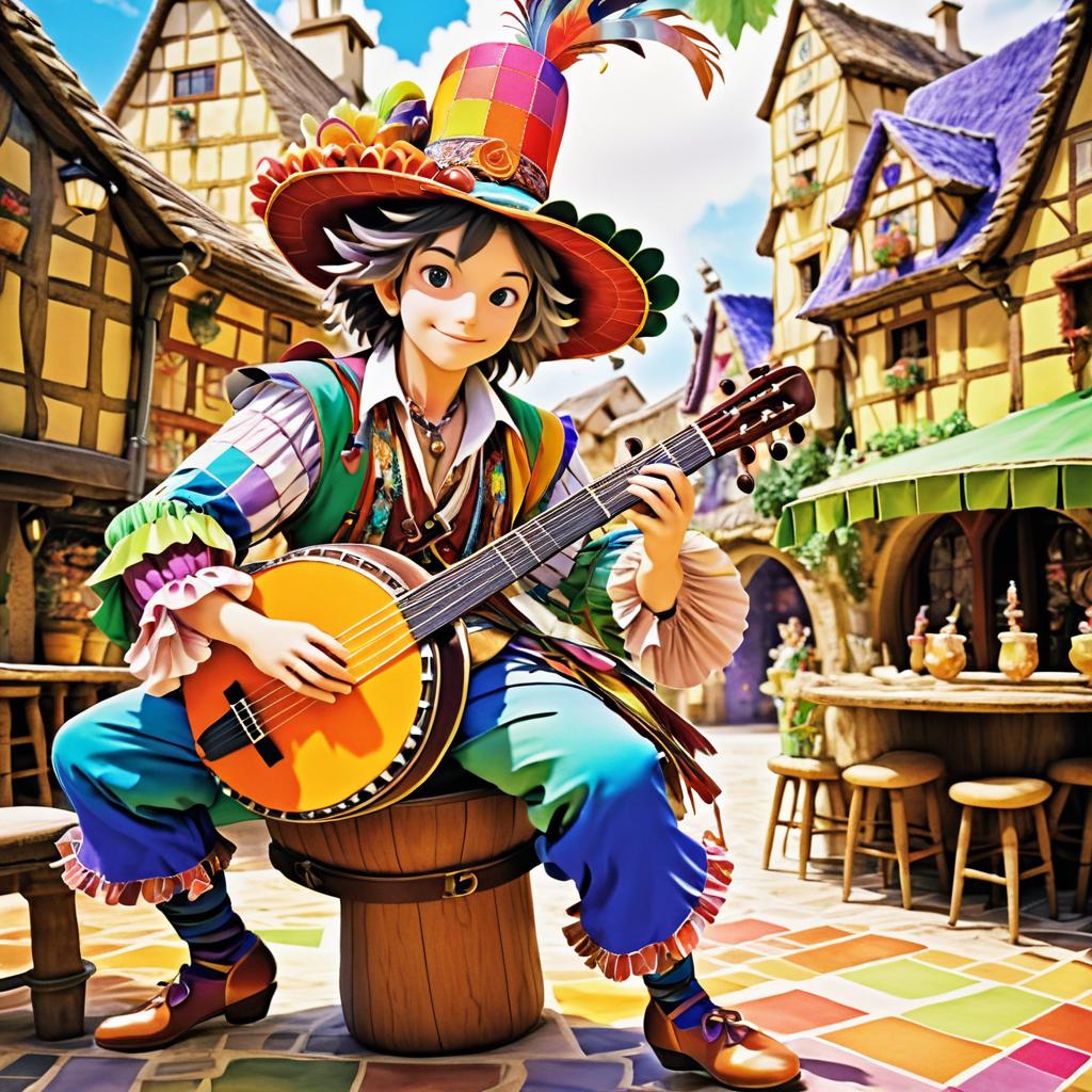 Whimsical Bard in Lively Tavern Scene