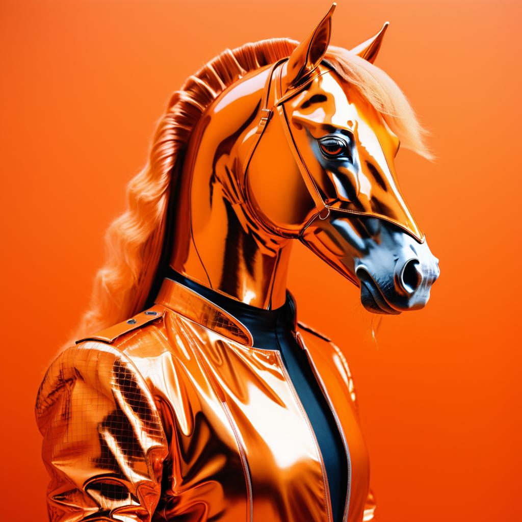 Surreal Metallic Horse-Human Portrait