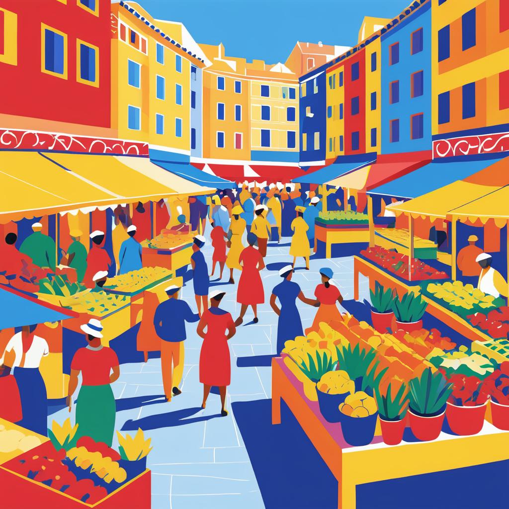 Vibrant Market Scene in Matisse Style