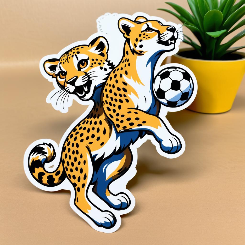 Cheetah Soccer Sticker Design Concept