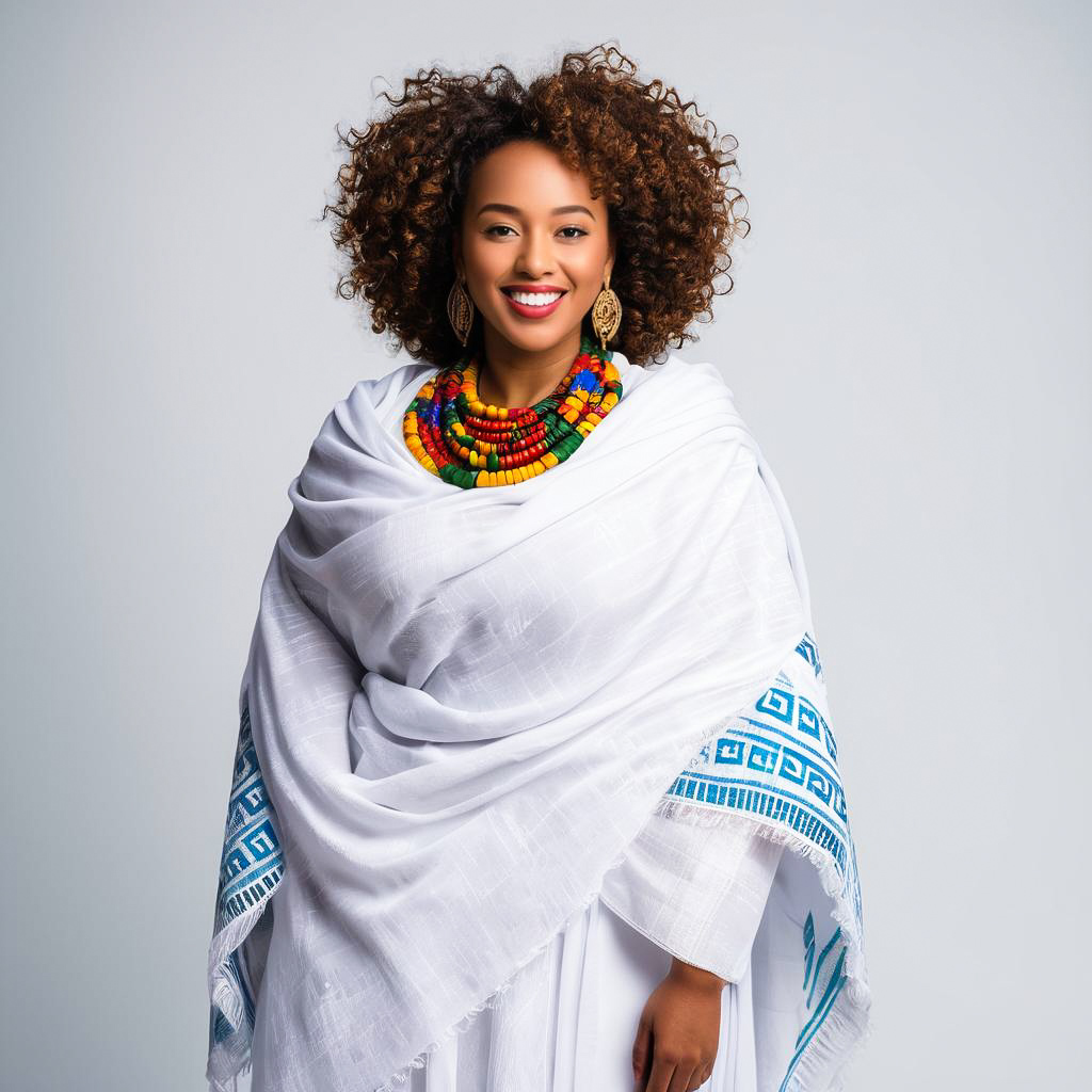 Joyful Ethiopian Woman in Traditional Attire