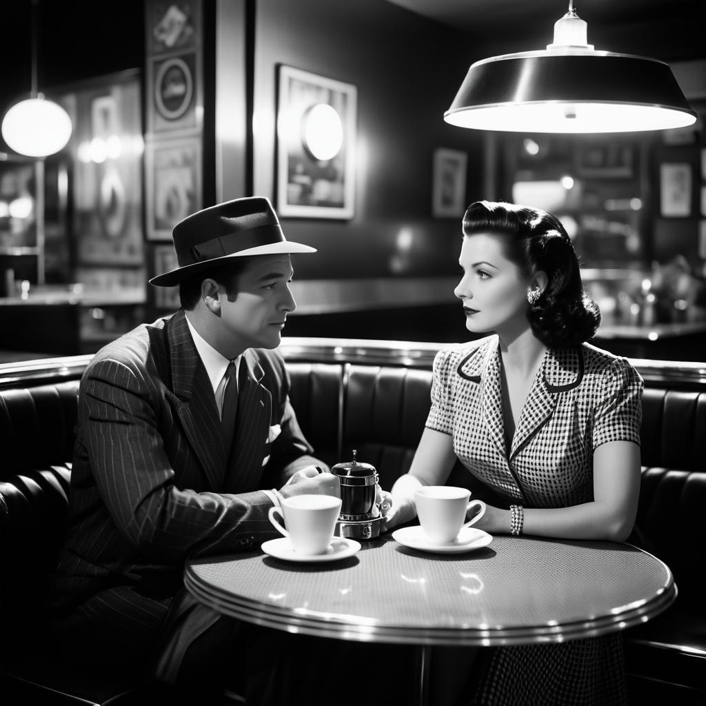 Vintage Film Noir Diner Scene