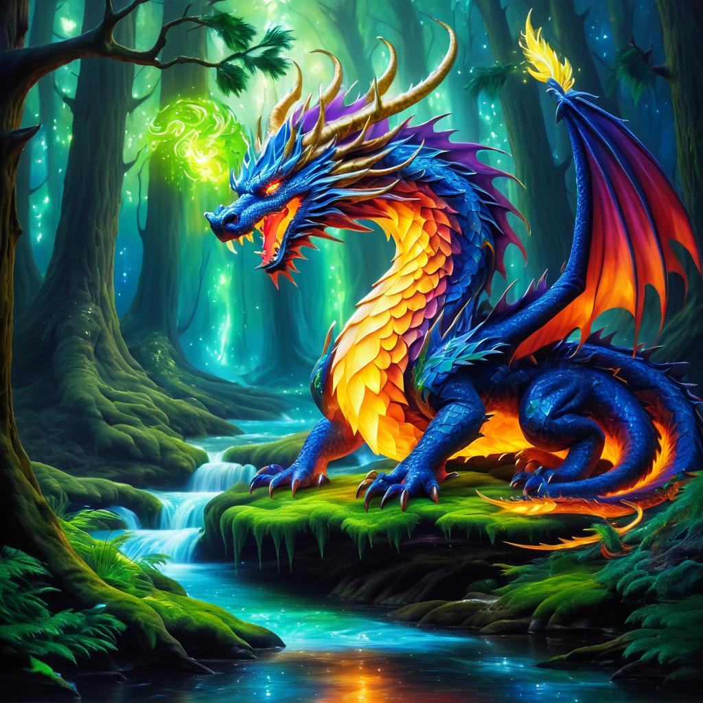 Enchanted Dragon in Glowing Forest