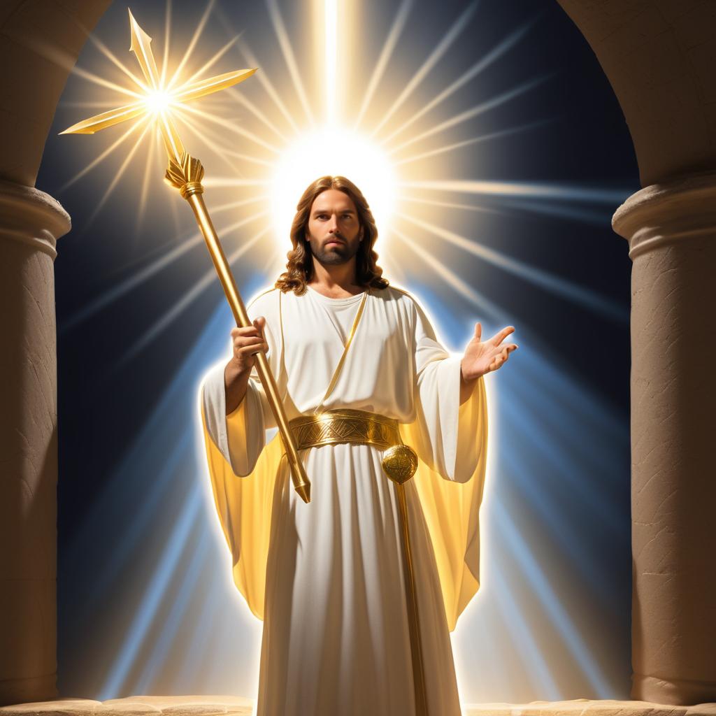 Jesus Wielding a Radiant Mace