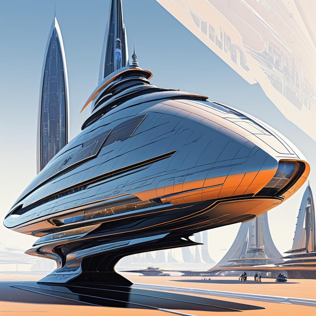 Futuristic Spaceship Inspired by McQuarrie & Moebius