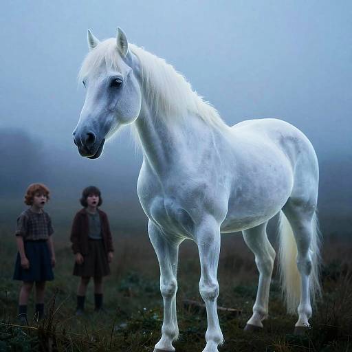 Phantom Horse on Foggy Dusk Moor