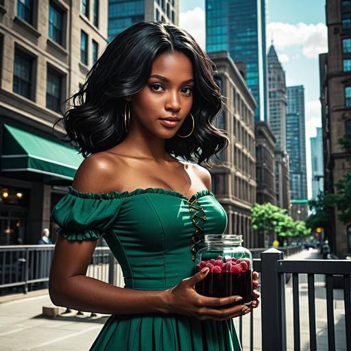 Urban Fantasy Woman Holding Magical Potion Jar
