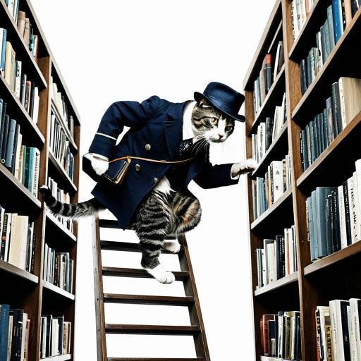 Cat Detective Climbing Library Ladder