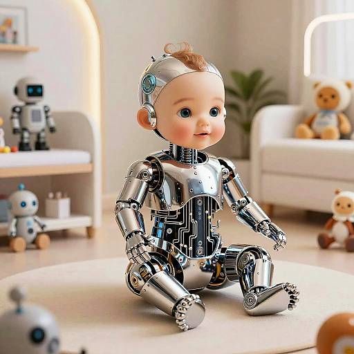 Futuristic Mechanical Infant in Nursery