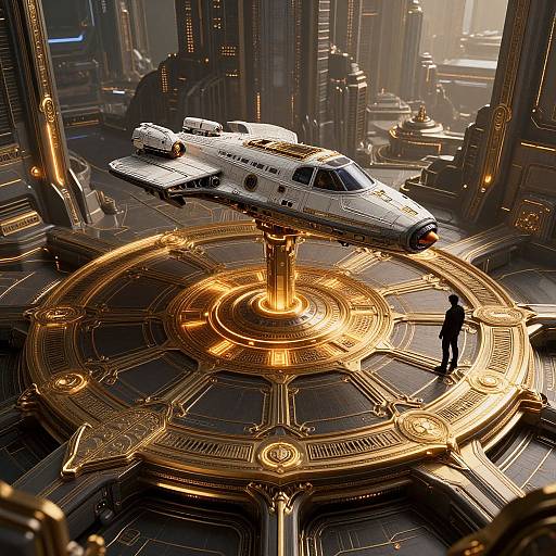 Futuristic Spaceport Landing Scene