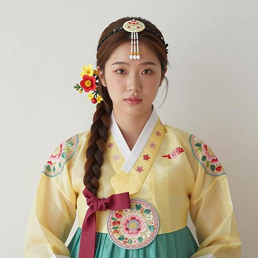 Elegant Young Woman in Traditional Hanbok
