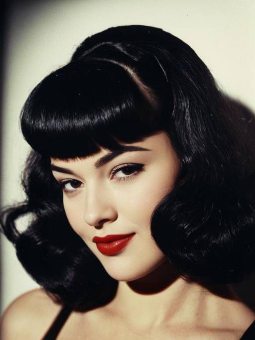 Woman with Bettie Page Bangs Hairstyle