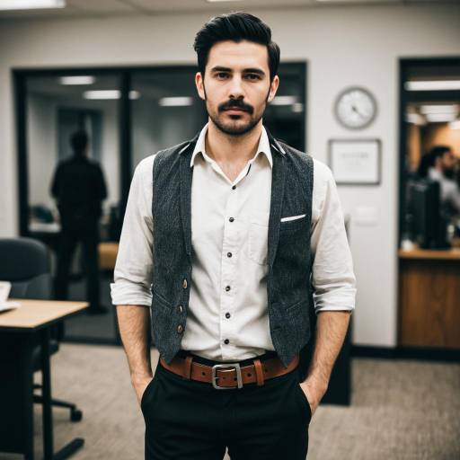 Young Man in Office Vest and Shirt