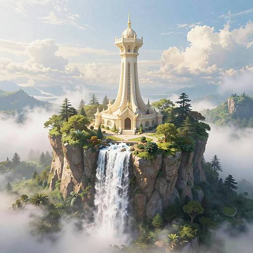 Majestic Ivory Tower Fantasy Landscape