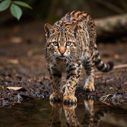 Realistic Wildcat Reflection in Nature
