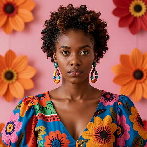 Vibrant Portrait of a Dark-Skinned Woman