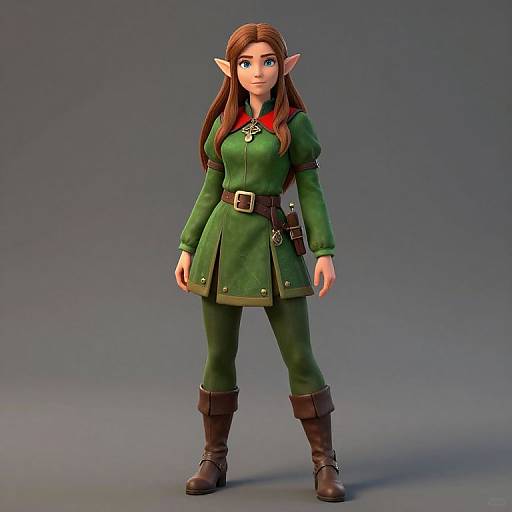 Female Elf in Green Outfit