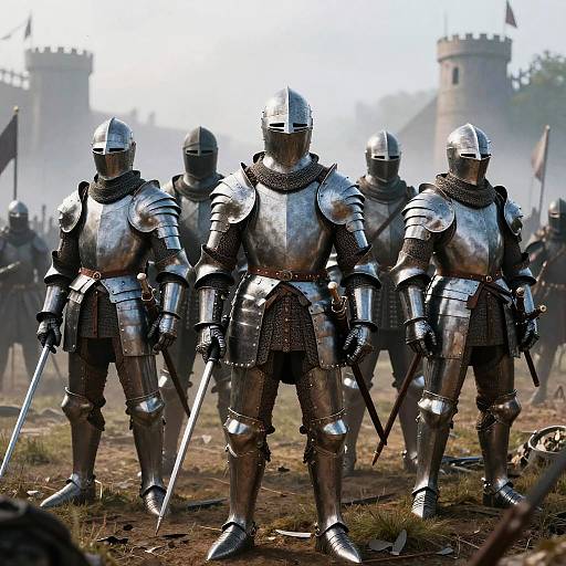 Armored Medieval Knights on Battlefield