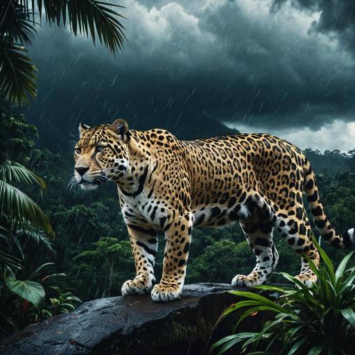 Majestic Jaguar in Tropical Rainforest