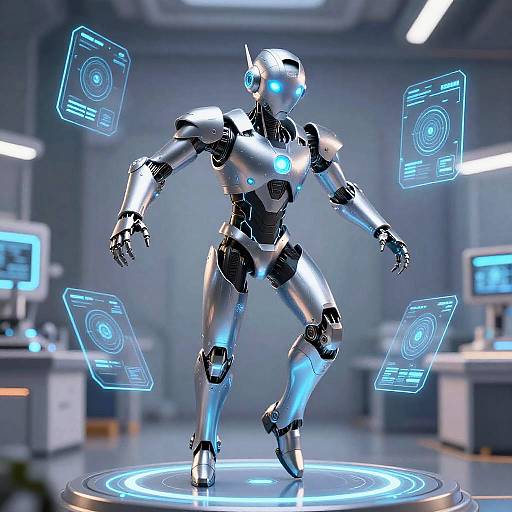 Animated Android in High-Tech Lab