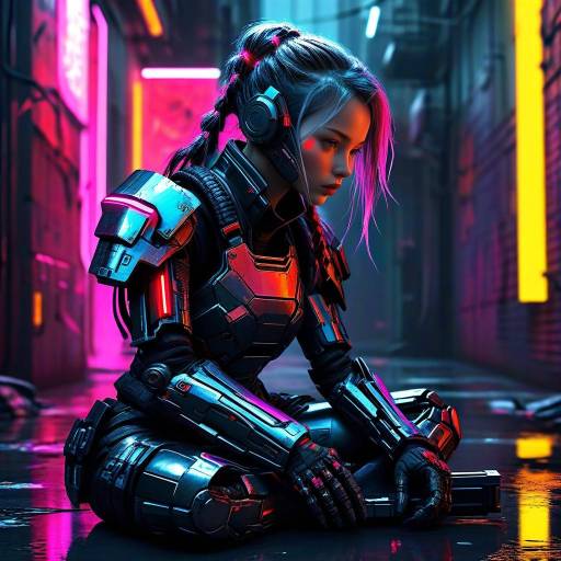 Cyberpunk Rogue Operative in Dark Alley