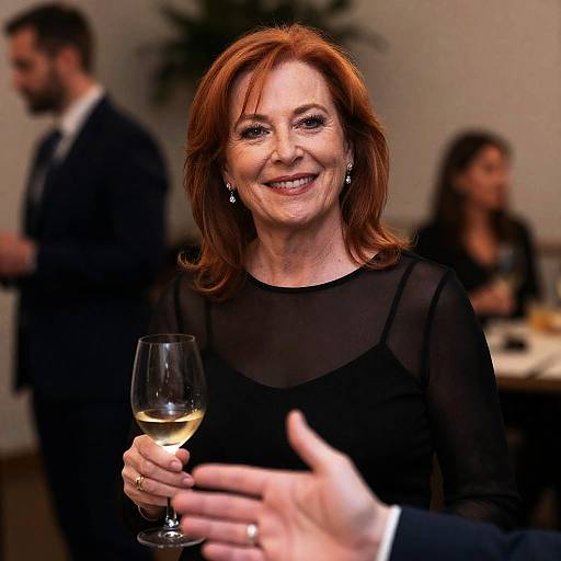 Elegant Midlife Woman Enjoying Wine