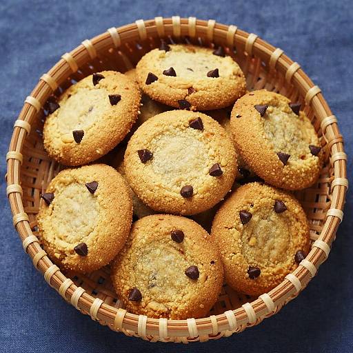 Rustic Basket of Chocolate Chip Cookies